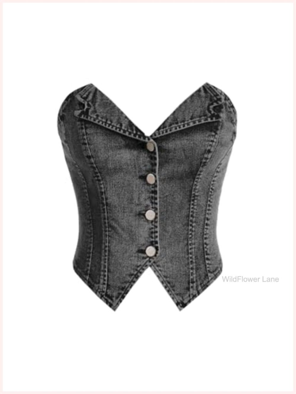 Women's Denim Tube Crop Top Button Front Asymmetrical Sleeveless Y2K